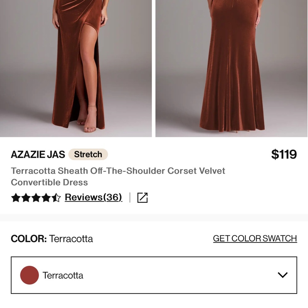 Azazie Terracotta Velvet Dress
